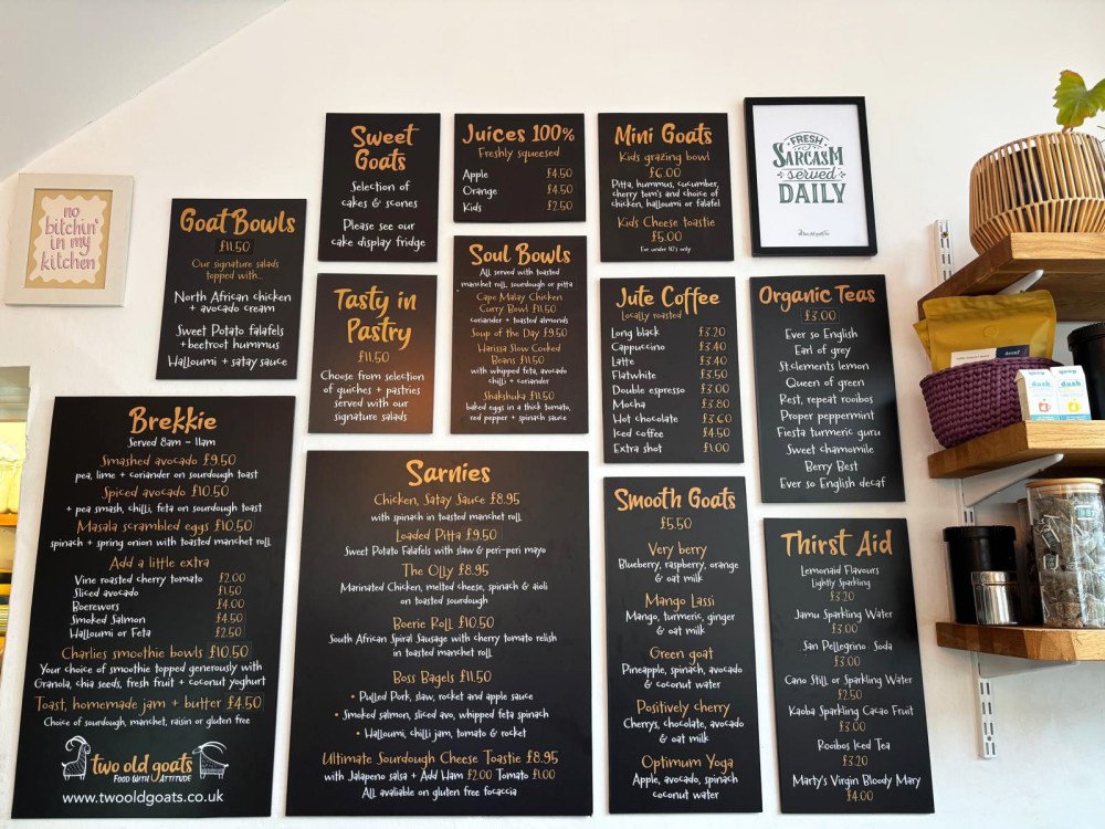 Two Old Goats, Market Harborough food and drink menu